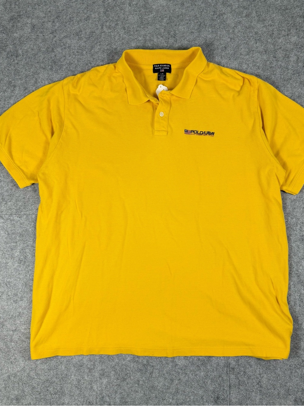 NWT Vintage 90s Polo Ralph Lauren Polo Jeans Yellow Shirt Size Large